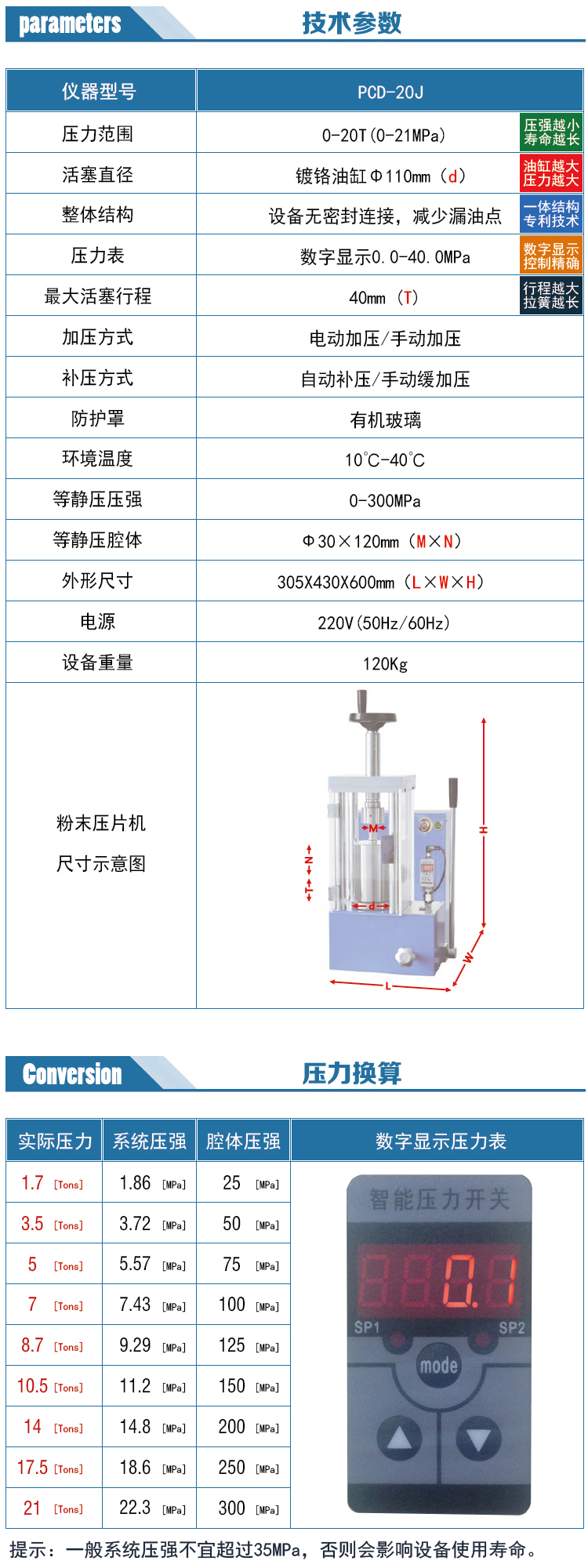 pcd-20j參數