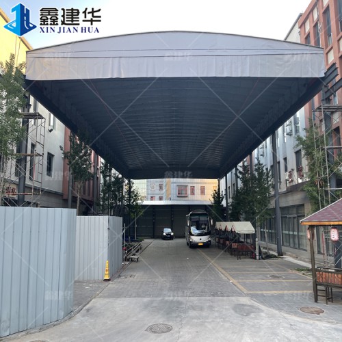 酒店通道電動(dòng)伸縮雨棚 活動(dòng)推拉棚防違建消防