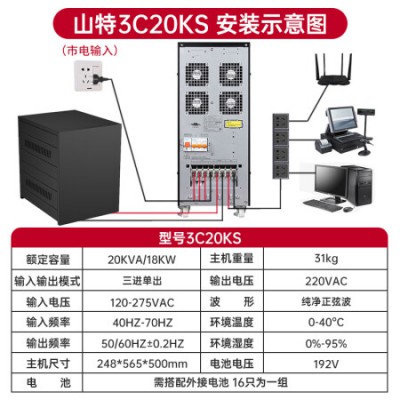 山 特 機房服務器智能穩壓續航斷電全面安全保護守護設備